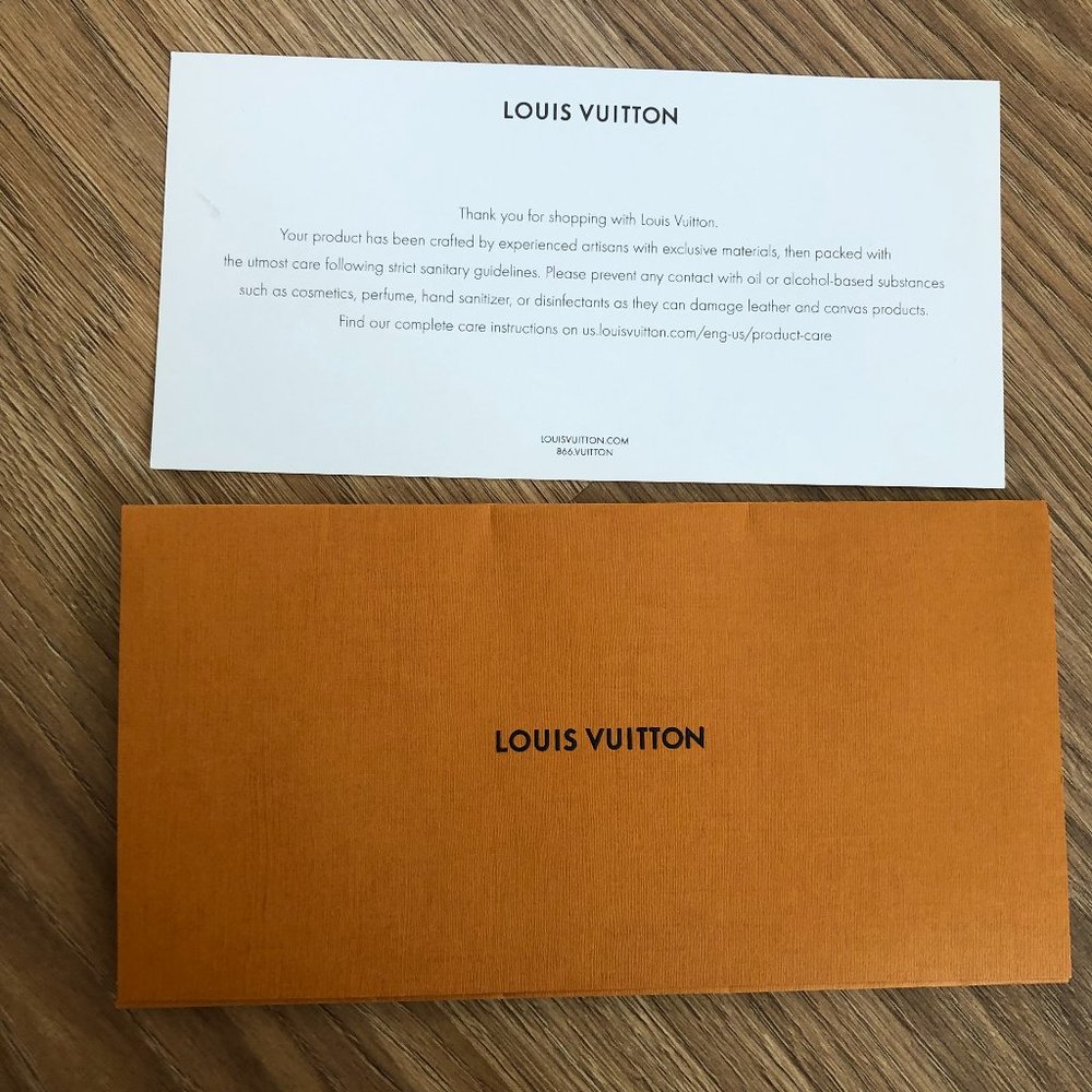 Louis Vuittons Orange Logo Envelope Card Receipt Holder 4.25”x8.75” empty
